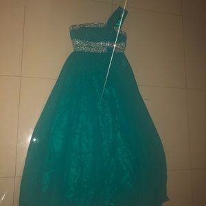 Prom Dress Homecoming Dress Teal One shoulder